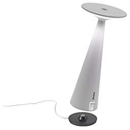 Zafferano Dama Pro - Dimmbare LED-Tischlampe aus Aluminium, Schutzart IP54, für Innen-/Außenbereich, mit USB-Anschluss zum Aufladen mobiler Geräte, H 29 cm, EU Stecker - Weiß, ZAFDAMAPROUSB-WH
