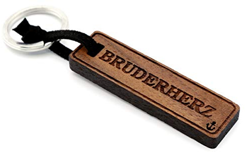 NaturSchatulle Schlüsselanhänger aus Holz mit Gravur Motive Nussbaumholz mit Edelstahl Schlüsselring Band Schlüsselbund Geschenkidee