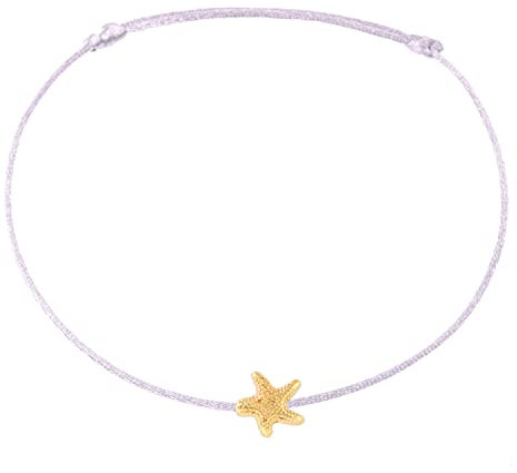 Selfmade Jewelry Fußkettchen Damen Seestern Gold Größenverstellbare Fußkette Handmade in Germany Inkl. Geschenk-Verpackung (Gold - Flieder)