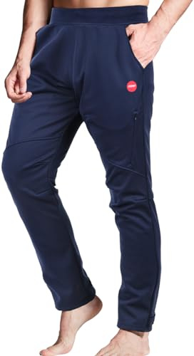 Souke Sports Winter Herren Fahrradhose Lange Thermo Outdoorhose mit Fleecefutter - Winddicht -Atmungsaktiv-Wasserabweisend Softshellhose