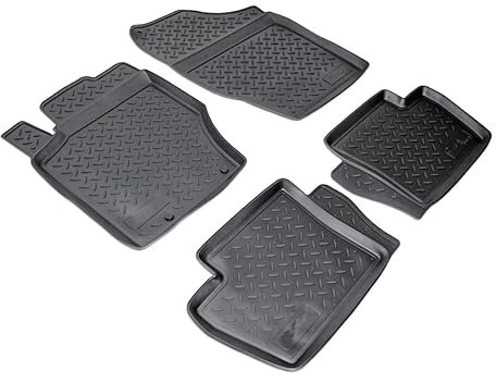 Recambo 3D Gummi Fußmatten kompatibel für Citroen C4 | Typ LC | BJ 2004-2010 | Auto Gummimatten | Passgenau | mit Rand | schwarz