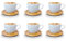 Kaffeetassen Espressotassen Cappuccinotassen mit untersetzer Holz Optik Porzellan 6 Tassen + 6 Untersetzer Weisse Kaffeetassen Set (Tasse 100 ml - Model 1)
