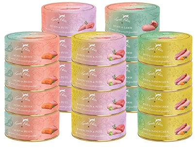 TERRA FELIS Gourmetpaket Multiprotein, 20x80g I Premium Katzennahrung in 100% Lebensmittelqualität Aller Rohstoffe I Hohe Akzeptanz, 90% Fleischanteil, getreidefrei I Alleinfuttermittel