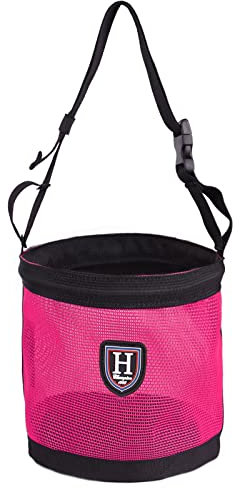 Harrison Howard Pferde-Maulkorb Futterbeutel Strapazierfähiges Nylon Mesh Grain Futterbeutel mit verstellbarem Riemen Rosenrot Klein