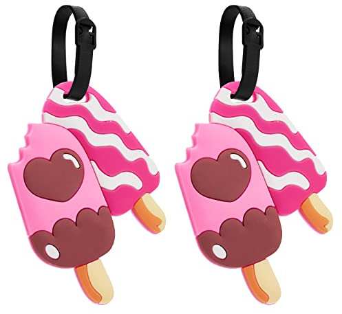 ZOUIQSS Kofferanhänger Zweierpack, Gepäckanhänger Koffer-ID-Etiketten Visitenkartenhalter/Reise-ID-Taschenanhänger(Zwei Eiscreme)