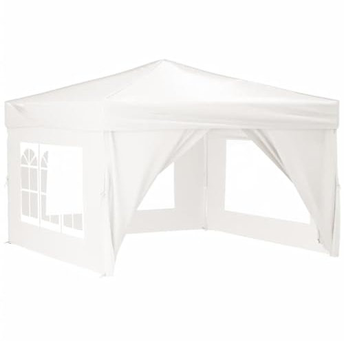 vidaXL Partyzelt Faltbar mit Seitenwänden Gartenzelt Festzelt Pavillon Zelt Gartenpavillon Gazebo Gartenlaube Bierzelt Faltzelt Camping Weiß 3x3 m