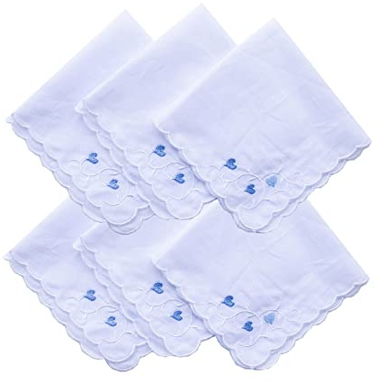CoCoUSM Damen Taschentücher Spitze bestickt Baumwolle Taschentücher Bulk, Weiss/opulenter Garten, 3 Pcs