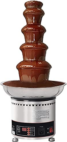 Chocolate Fountain Fondue, 5 Tiers Electric Melting Machine Set with 8.8 Lbs Capacity Bowls 304 Stainless Steel for Nacho Cheese, BBQ Sauce, Ranch, Liqueurs, Silver