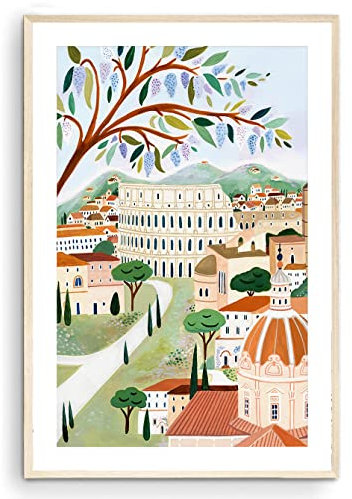 Nationcog Rom-Kunstdruck, Italien-Kunstdruck, Roma-Druck, Italien-Poster, Kolosseum-Druck, Reisegeschenk, Reise-Poster, Europa-Druck, Einweihungsfeier (ungerahmt) (40,6 x 61 cm)