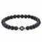 Aotiwe Modeschmuck Armband, Armband Set Männer Elastische Perlen mit Buchstabe M Schwarz Kristall 17cm mit Rundschliff Lavagestein