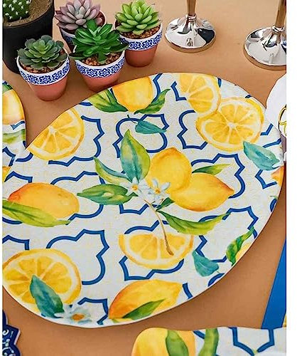 Home Arredo Casa Vassoio Ovale in Melamina 40 cm Decoro Limoni