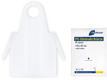 Meditrade PE-Einmalschürze geblockt einzeln abreißen aus LDPE weiß 50 Stück Größe 140 x 81cm