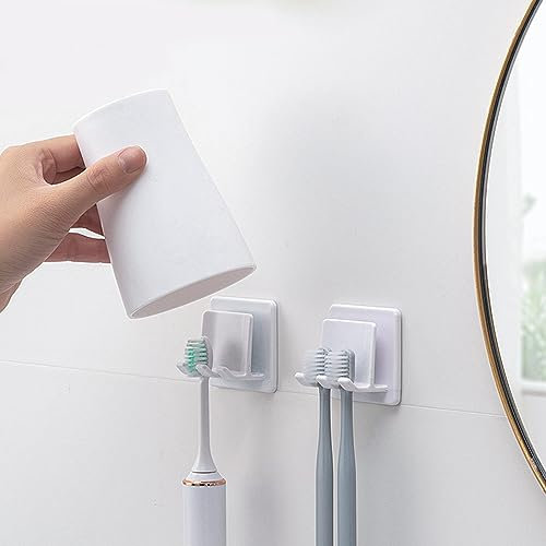 VIKY® Elektrische Zahnbürstenhalter Wand ohne Bohren, 4 Stück Selbstklebend Zahnbürsten Halter, Elektrische Zahnbürste Halterung Weiß, Aufsteckbürsten Halter, Zahnbürstenkopf Halter für Badezimmer