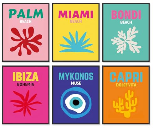 A ART·ZONE Stanza Preppy Decorazione Poster 8x10 pollici Stampe su tela Senza cornice Set da 6, Poster Vanilla Girl Arte murale estetica Stampe per camera da letto