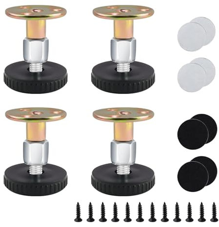 JANDH 4 Stück Verstellbare Möbelfüß, Höhenverstellbare Füsse für Möbel, 27-64mm Verstellbare Füße, Stark und Stabil, Feststellschrauben oder selbstklebend, Verstellbare Füße für Möbel oder Geräte