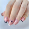 24pcs Short Square False Nails French Tip Stick on Nails Black White Edge Heart Pattern Press on Nails Glitter Gold Swirl Glue-on Nails Fake Nails Set Valentines Day Women Brides Nail Art Accessories