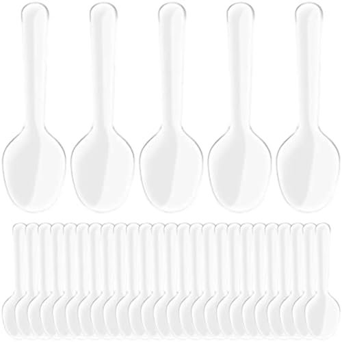 YSOLDA Lot de 200 mini cuillères en plastique réutilisables, cuillères à dessert, mousses, glaces, fêtes et utilisation quotidienne