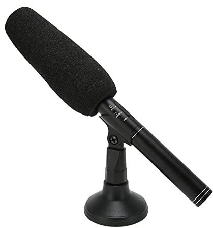 Cuifati Microphone D'interview Portatif, Microphone de Journaliste Professionnel à Condensateur Filaire avec Coupe-Vent et Support, Micro de Fusil de Chasse Portable USB pour Téléphones