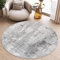 TAPISO Sky Rund Teppich Kurzflor Modern Beige Grau Hellgrau Vintage Meliert Verwischt Design Wohnzimmer Schlafzimmer 3D Optik ÖKOTEX 200 x 200 cm