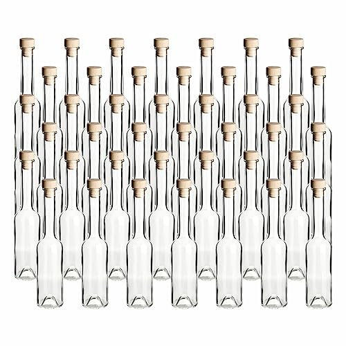 gouveo Set di 42 bottiglie di vetro 200 ml Symphony con tappo in sughero (HGK) - Bottiglie vuote da riempire e regalare - Piccola bottiglia di liquore da 0,2 l, bottiglia di olio (SIF200HGK)