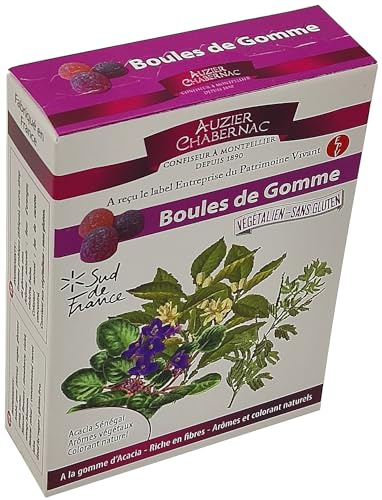 AUZIER CHABERNAC Boule de gomme arabique d’acacia aux arômes naturels de fruits - Confiserie de Tradition : (Lot de 1 Etui pocket 50g.)