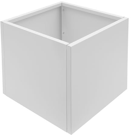 Vaso per piante in metallo, 60 x 60 x 60 cm, per interni ed esterni, vaso quadrato per piante (bianco)