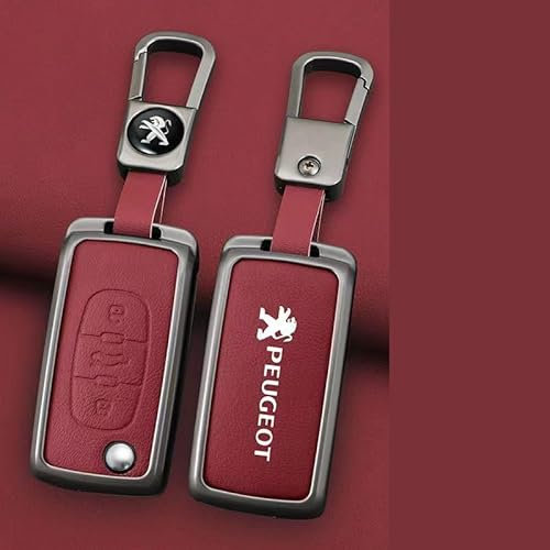TonBE Housse de clé de Voiture pour Peugeot RCZ 2013-2015,Alliage Etui a Clef Couvre Clef Coque De Clé De Voiture Protection Coque Clé Télécommande Coque de Protection Accessoires,2-D-2