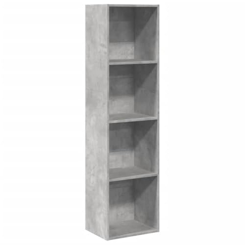 vidaXL Bücherregal, Bücherschrank Regal mit Stauraum, Standregal für Wohnzimmer Büro, Büroregal Aktenregal Aufbewahrungsregal, Betongrau Holzwerkstoff
