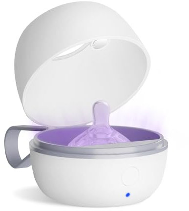 MOMMED Dummy Steriliser, UV Dummy Steriliser Portable, UV Dummy Steriliser, 99.99% Sterilization in 3 Minutes, 180-Min Battery Life, Type-C Rechargeable, Baby Pacifier Steriliser On The Go