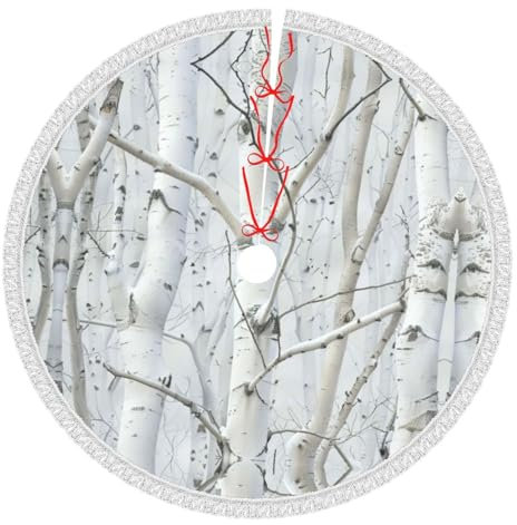 Weiße Bäume Camo Festlicher Baumrock Weihnachtsbaum Rock Fransen Rand Urlaub Party Weihnachtsbaum Dekor