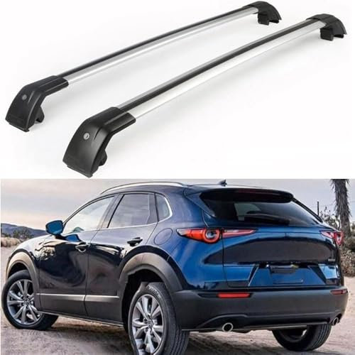 XATHKJOE 2 Stück Auto Dachträger Dachreling für Mazda - CX-3 CX-30 SUV 2020-2024 Dachgepäckträger-Alu Relingträger Fahrradträger, Dachboxen oder als Skiträger,B