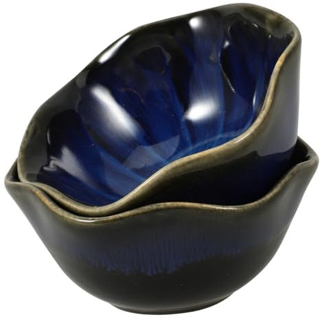 HOLIDYOYO 2stücke Keramikschale Lotusblatt-design Handbemalt Für Suppen Reis Desserts Geeignet Für Zuhause Und Hotel Aus Hochwertiger Keramik Sicher Und Einfach Zu Reinigen