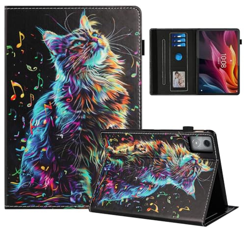 Rostsant Coque pour Lenovo Tab M11 Plus/Lenovo Tab K11 Plus Impression Graphique Housse en Tablette Cuir PU Protection pour Lenovo Tab M11 Plus/Lenovo Tab K11 Plus 11.45 Pouces Chat en note de musique