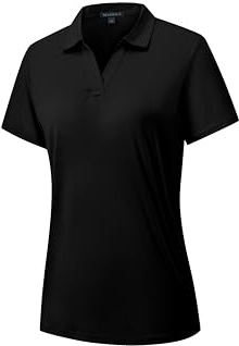 Women's Polo Shirts Short Sleeve Quick Dry UPF 50+ Sun Protection Business Casual Collared Shirt Tennis Golf Shirt Work Tops (BK M) Black