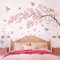 DECOWALL SG2-2427 Adesivi Murali Fiori Rosa e Uccello Rami di Ciliegio Albero Camera da Letto Soggiorno Divano TV Sfondo Decorazioni Murali Floreali Peel and Stick Carta da Parati Primaverile