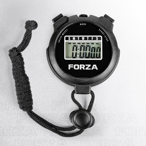 FORZA Stopwatch | Multi-Functional Sports Stopwatch Timer for Coaches, Athletes and Schools with Water-Resistant, Easy-to-Read Display - Choose Your Colour! (Black, Pack of 25)