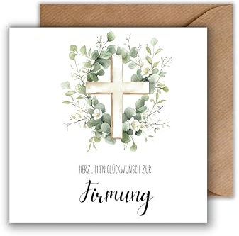 WBdesignz Glückwunschkarte zur Firmung mit Umschlag - Firmung Kreuz Glauben Gott Christen Christentum Segenswünsche Wertschätzung Glaube Sakrament (quadratisch 125 x 125 mm)