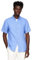 Tommy Hilfiger Men's Short Sleeve Casual Linen Button Down Shirts in Regular Fit, Blue Spell, Large