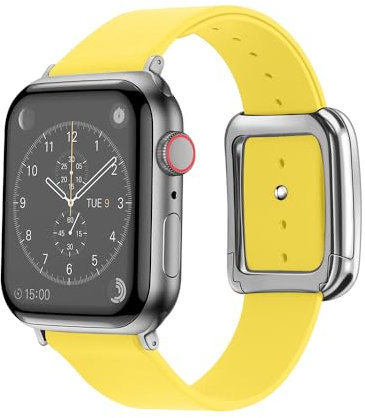 YMKFGUPKRG Silicone Band For Apple Watch 8 7 Band 49mm 41mm 45mm Cinturino per orologio(Silver yellow,45mm)