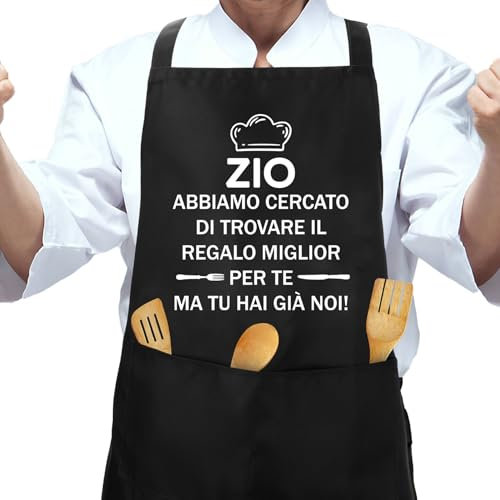 QONCV Zio Grembiule da Cucina, Regalo Zio, Regalo Zii, Regalo Zio Natale