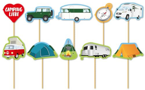 20 Muffin-Picker * CAMPING * als Deko für Geburtstag und Outdoor Party | Wohnmobil Camper Reisen Muffindekoration Cake-Topper
