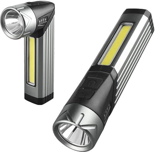 YZYOE Linternas recargables de emergencia, linterna de 90 grados, clip en luz COB luz trabajo al aire libre.