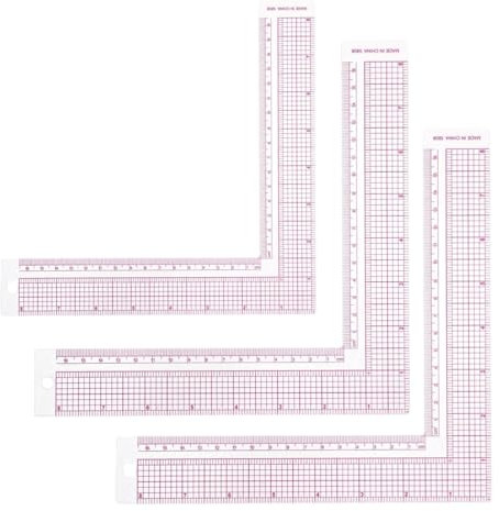3 Stück L Square Lineal Schneidelineal, 90 Grad Winkel Lineal aus Kunststoff, L Winkel Lineal Set, Nähen, Zeichnung, 90 Grad Messen, Professionelles Schneidelineal Lineal