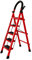Escabeau 5 Marches avec Plateforme de Travail, Charge 150 kg Escabeau Pliable, Larges Marche Pied Pliable Antidérapantes, Tabouret en Acier Marche Pied Adulte, Rouge