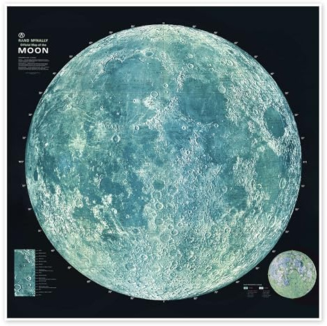 Posterlounge Mondkarte (Englisch) Poster | 60 x 60 cm von NASA Blau Wandbilder Wanddeko