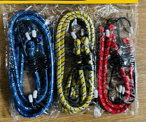 6 Pack Heavy Duty Bungee Cords with Hooks – Strong Elastic Tie Down Straps for Tarp, Luggage, Caravans, Motorbike, Camping, Garden & Roof Racks