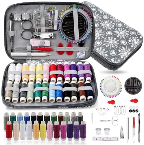 LetCart Nähset, 126-teiliges Nähzubehör und Zubehör, Enthält Schere, Nadeln, Maßband, Saumtrenner usw, Tragbare Tasche für Erwachsene, Anfänger, DIY, Zuhause, Reisen, Notfall (A)