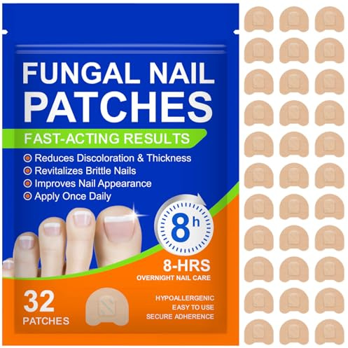 Fungal Nail Patches, Micosi Unghie Piede, Funghi Unghie Piedi, Cerotti Antifungini per Unghie 32 Pezzi, Patch Antibatterici per Unghie di Mani e Piedi, Riparazione Unghie Danneggiate e Fragili