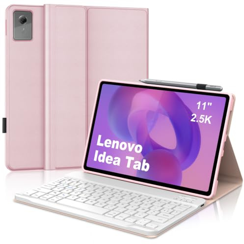 FOGARI Étui Clavier pour Lenovo Idea Tab 11 Pouces 2025 (TB-336ZU/TB-336FU) | Coque avec AZERTY Français Bluetooth Détachable sans Fil Clavier pour Lenovo Idea Tab 11, Rose
