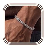 YADOCA Mens Bracelets Stainless Steel Black Silver Bracelet for Men | Mens Silver Bracelets, Classic Franco Chain Men's Bracelet, Mens Jewellery for Dad, Husband, Boyfriend or Son with Gift Box